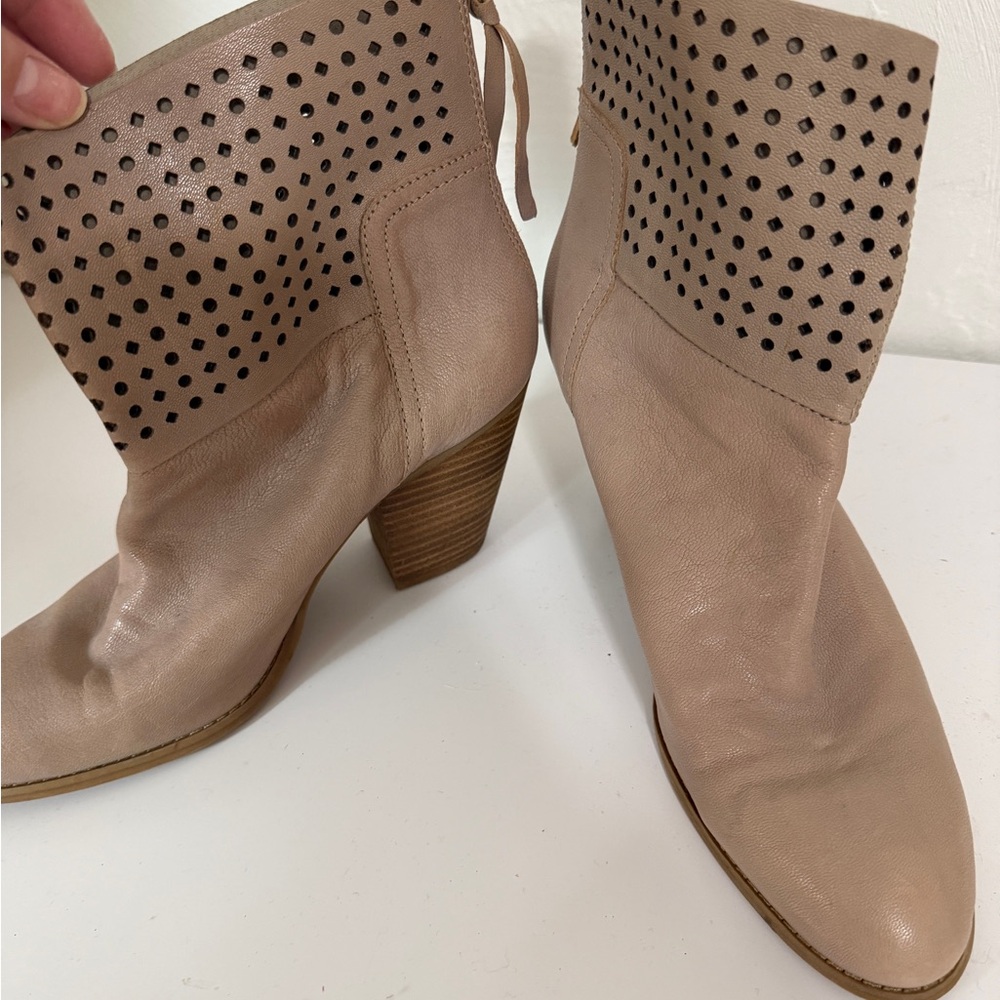 Nine West Taupe Perforated Ankle Booties